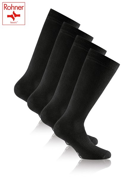 COTTON II LONG chaussettes à genoux de Rohner Basic - 009 noir