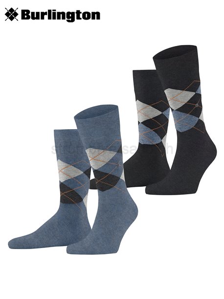 EVERYDAY ARGYLE chaussettes Burlington pour hommes - 6797 denim mel.