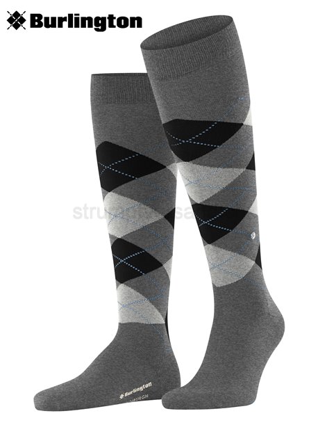 EDINBURGH chaussettes hautes de Burlington - 3180 asphalt mel.